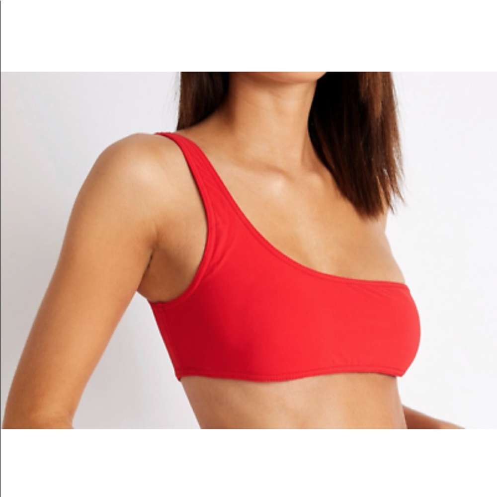 NWOT Banana Moon size M/L sporty one-shoulder bandeau bikini top in red